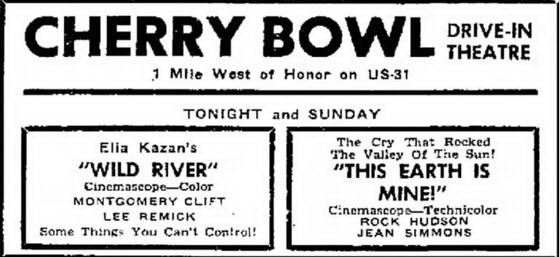 Cherry Bowl Drive-In Theatre - Sept 24 1960 Ad